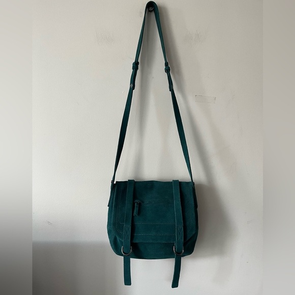 Gap Teal Suede Leather Crossbody Bag - Picture 1 of 15